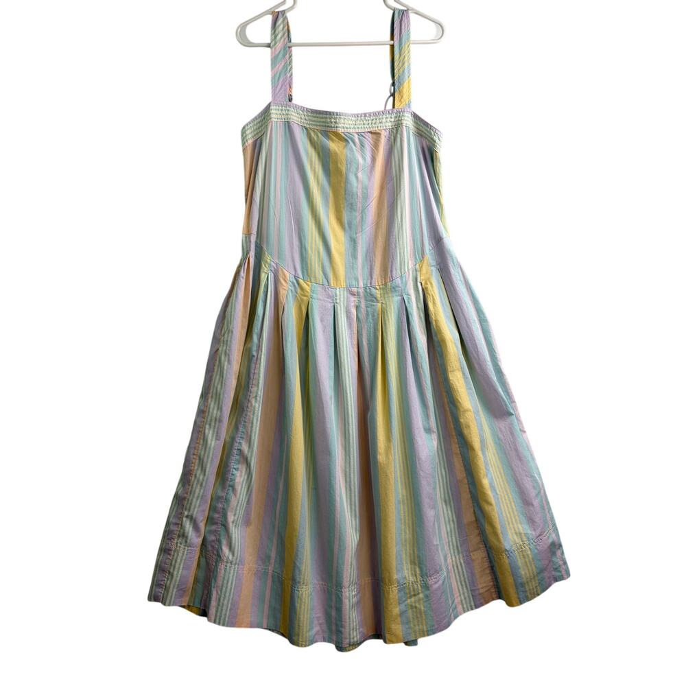 Free People Primavera Stripe Cotton Pastel Midi Dress  - Size M - Picture 4 of 9